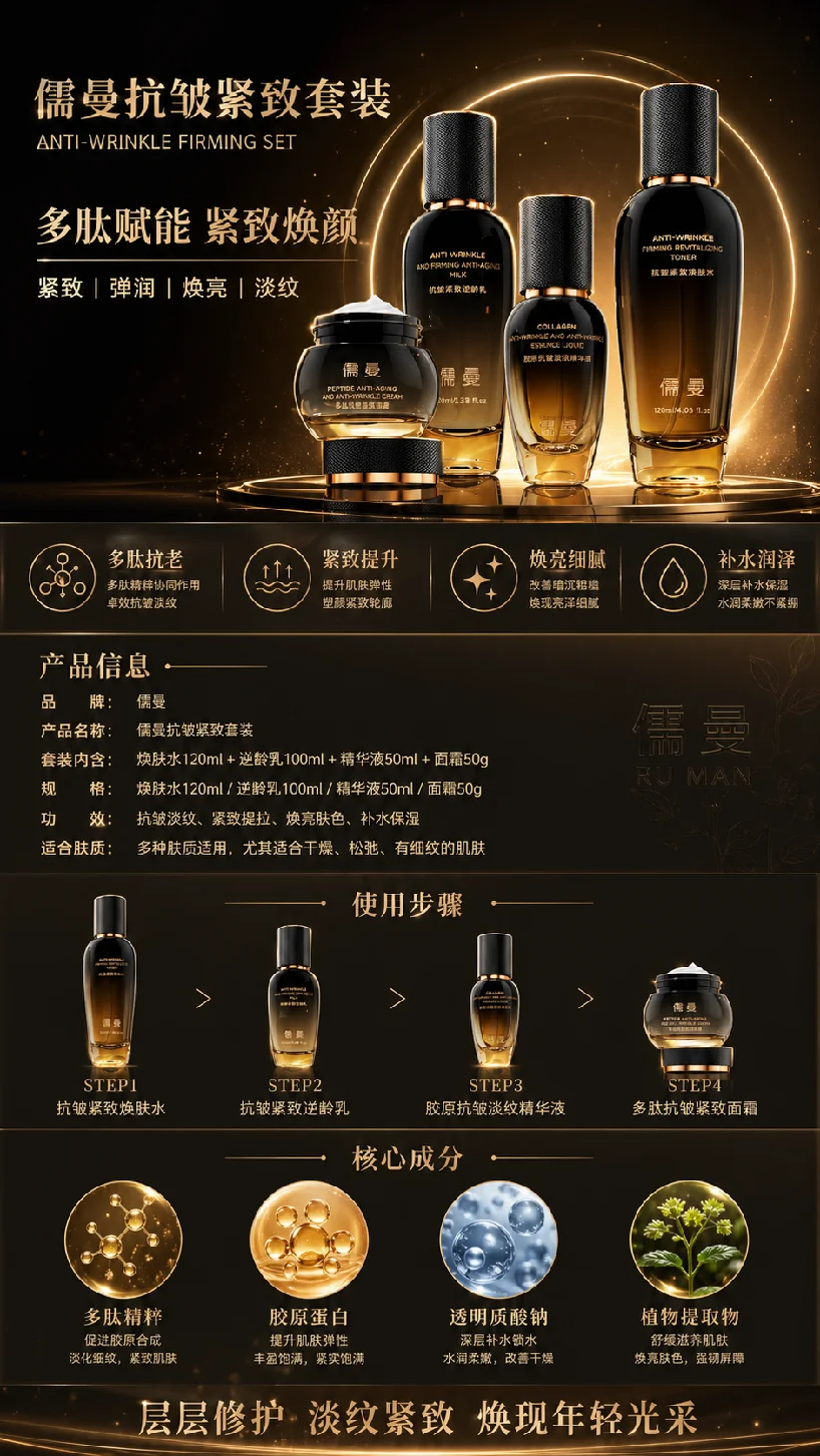 2026初老肌抗老必入，全链路淡纹紧致套装怎么选？儒曼抗皱紧致套装，温和修护强韧屏障，淡化细纹重塑上扬轮廓